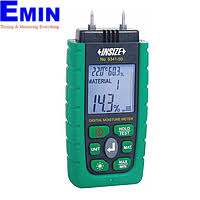 Technician inspecting a multifunction moisture meter used for field measurement