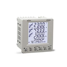 Panel-mounted electrical meters used for current, voltage, power, and frequency measurement