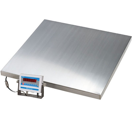 Industrial floor scale used for weighing goods in a warehouse or production area