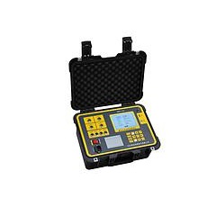 Technician performing calibration and verification on breaker test equipment